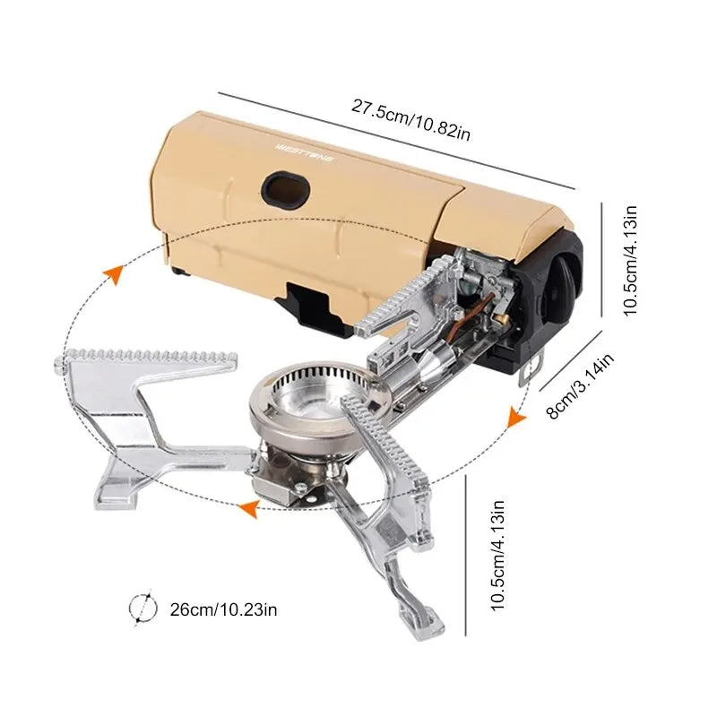 Portable 2670W Camping Gas Stove - Folding Cassette Burner for Outdoor Cooking, Picnics, and Travel