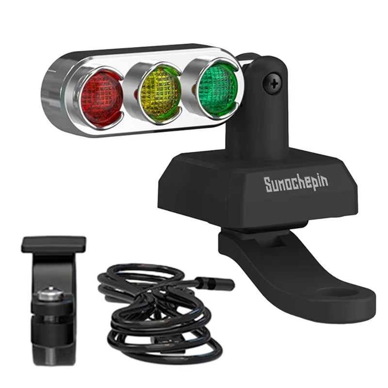 Adjustable Mini Traffic Light Lamp for Motorcycle Handlebar - Eye-Catching Warning Signal Decor