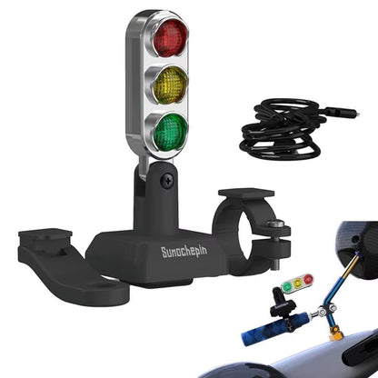 Adjustable Mini Traffic Light Lamp for Motorcycle Handlebar - Eye-Catching Warning Signal Decor