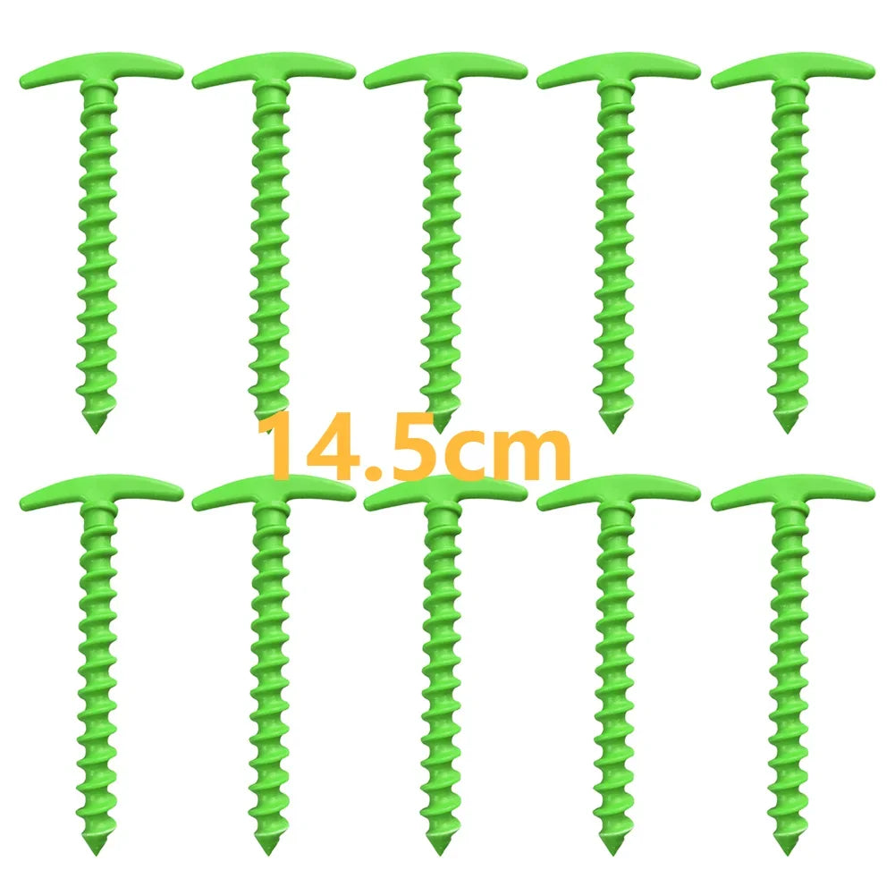 Heavy-Duty Screw-In Tent Stakes - 20/14.5Cm M8 Carbon Steel Ground Anchors with Hexagonal Plastic Head for Camping and Outdoor Use