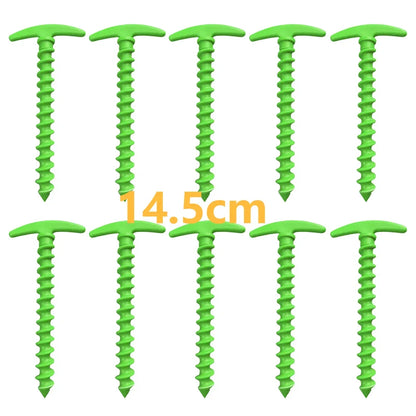 Heavy-Duty Screw-In Tent Stakes - 20/14.5Cm M8 Carbon Steel Ground Anchors with Hexagonal Plastic Head for Camping and Outdoor Use