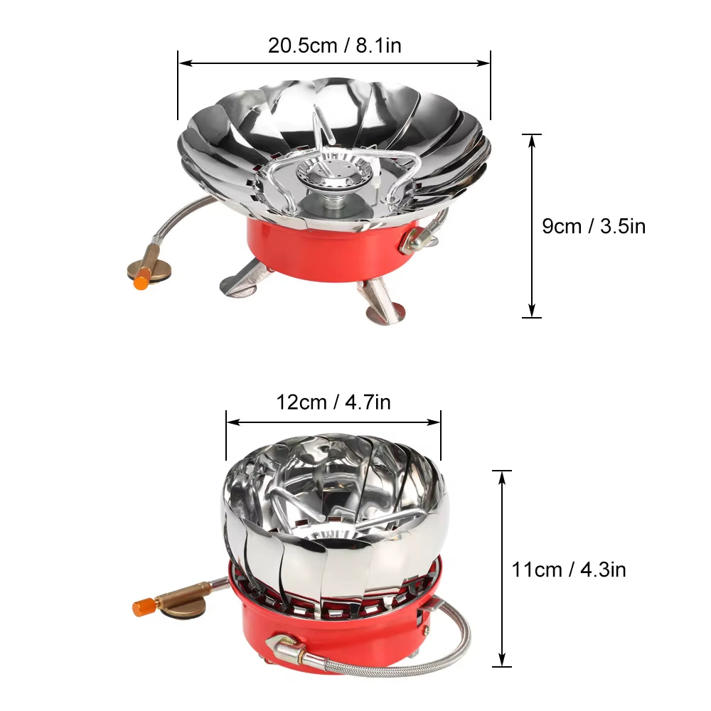 Lixada Windproof Piezo Ignition Gas Stove - Perfect for Camping, Hiking, and Picnics with Adapter Included