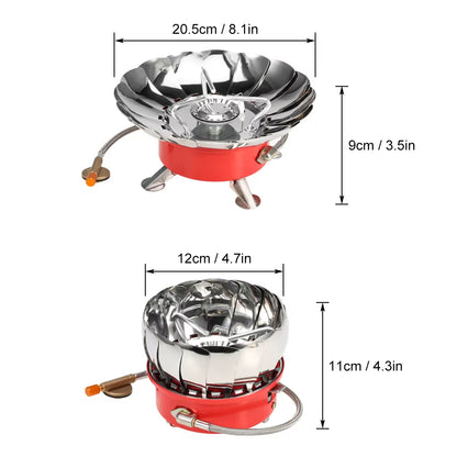 Lixada Windproof Piezo Ignition Gas Stove - Perfect for Camping, Hiking, and Picnics with Adapter Included