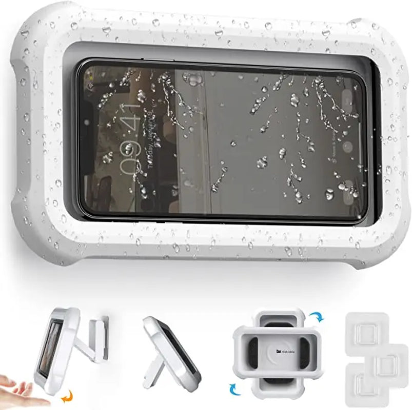 360° Waterproof Shower Phone Holder - Adjustable Wall-Mounted Stand for Bathroom & Kitchen, Fits Phones Up to 6.8 Inches