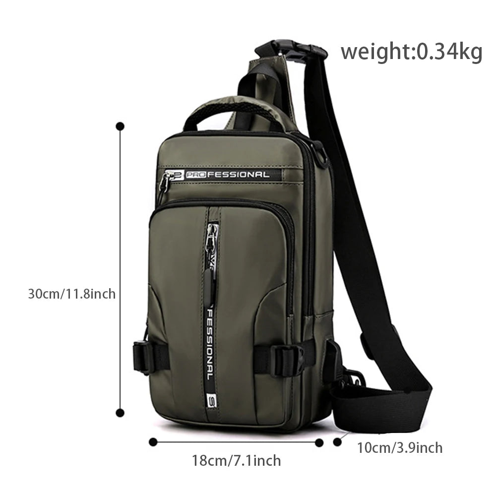 Stylish Men's Waterproof Nylon Crossbody Bag with USB Charging Port - Perfect for Outdoor Travel and Casual Use!