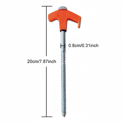 Heavy-Duty Screw-In Tent Stakes - 20/14.5Cm M8 Carbon Steel Ground Anchors with Hexagonal Plastic Head for Camping and Outdoor Use