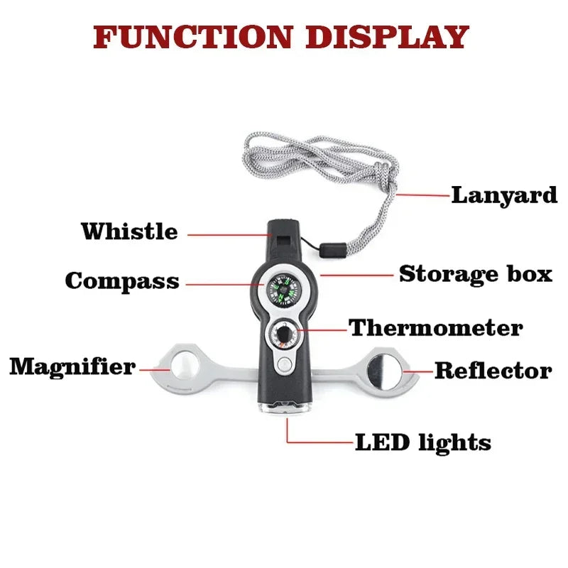 7-in-1 Whistle Outdoor Survival Emergency Tool