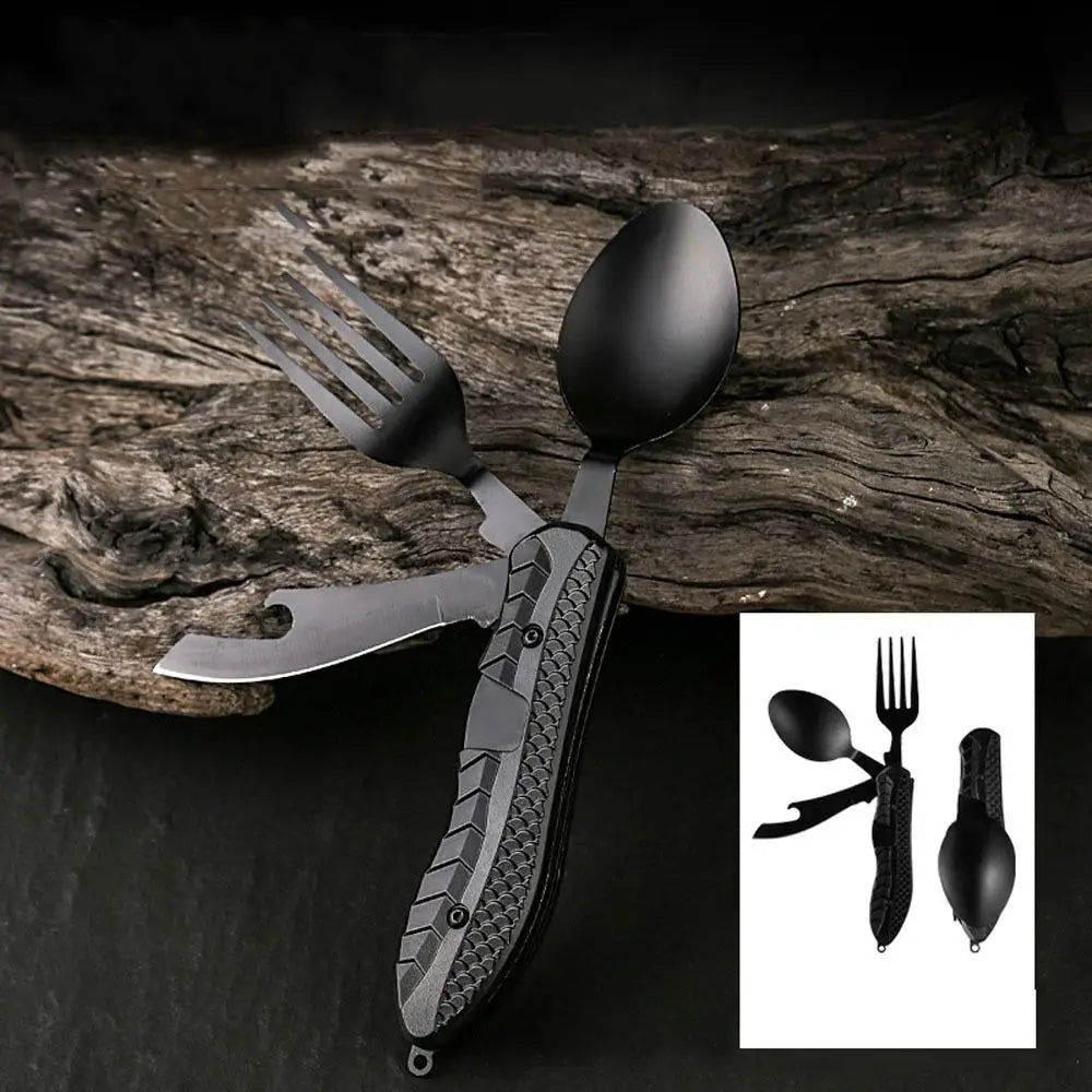 Multi-function 4-in-1 Combo Knife Fork Spoon Folding Cutlery