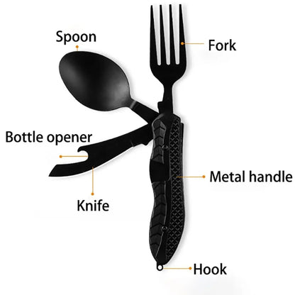 Multi-function 4-in-1 Combo Knife Fork Spoon Folding Cutlery