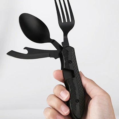 Multi-function 4-in-1 Combo Knife Fork Spoon Folding Cutlery