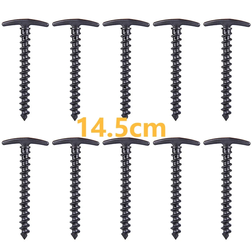 Heavy-Duty Screw-In Tent Stakes - 20/14.5Cm M8 Carbon Steel Ground Anchors with Hexagonal Plastic Head for Camping and Outdoor Use