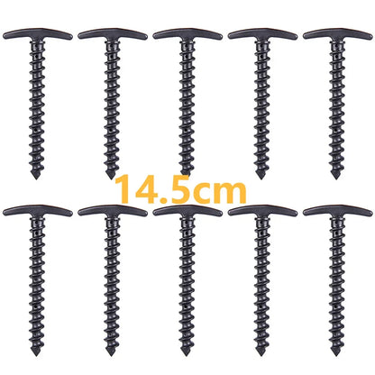 Heavy-Duty Screw-In Tent Stakes - 20/14.5Cm M8 Carbon Steel Ground Anchors with Hexagonal Plastic Head for Camping and Outdoor Use