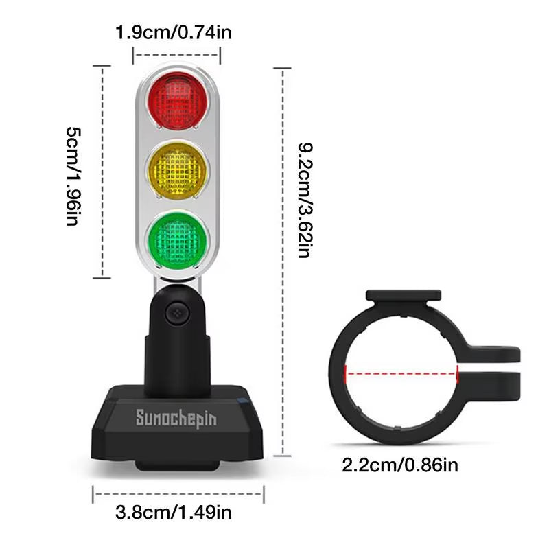 Adjustable Mini Traffic Light Lamp for Motorcycle Handlebar - Eye-Catching Warning Signal Decor