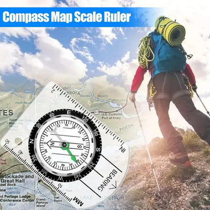 Multifunctional Outdoor Compass Map Scale Ruler for Hiking Camping