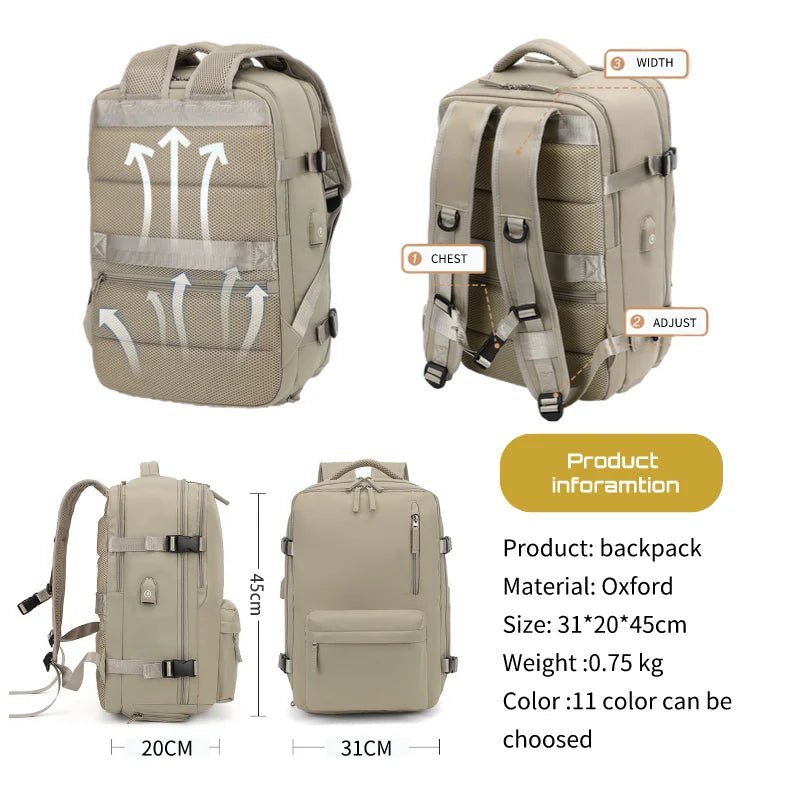 Stylish & Lightweight Women's Travel Backpack - Large Capacity, Waterproof & Multi-Functional for All Your Adventures