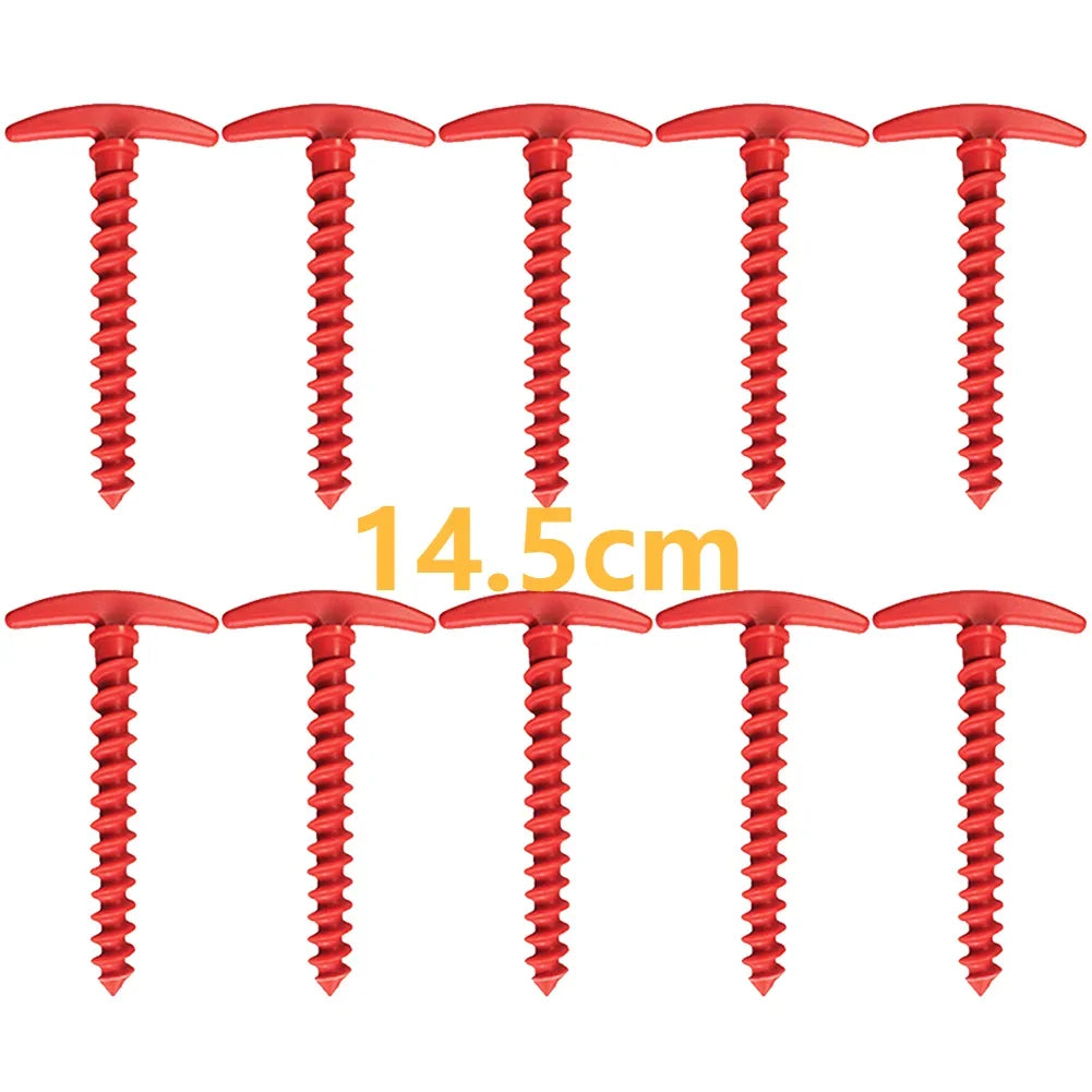 Heavy-Duty Screw-In Tent Stakes - 20/14.5Cm M8 Carbon Steel Ground Anchors with Hexagonal Plastic Head for Camping and Outdoor Use