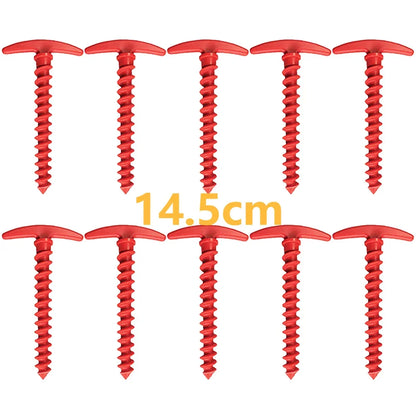 Heavy-Duty Screw-In Tent Stakes - 20/14.5Cm M8 Carbon Steel Ground Anchors with Hexagonal Plastic Head for Camping and Outdoor Use