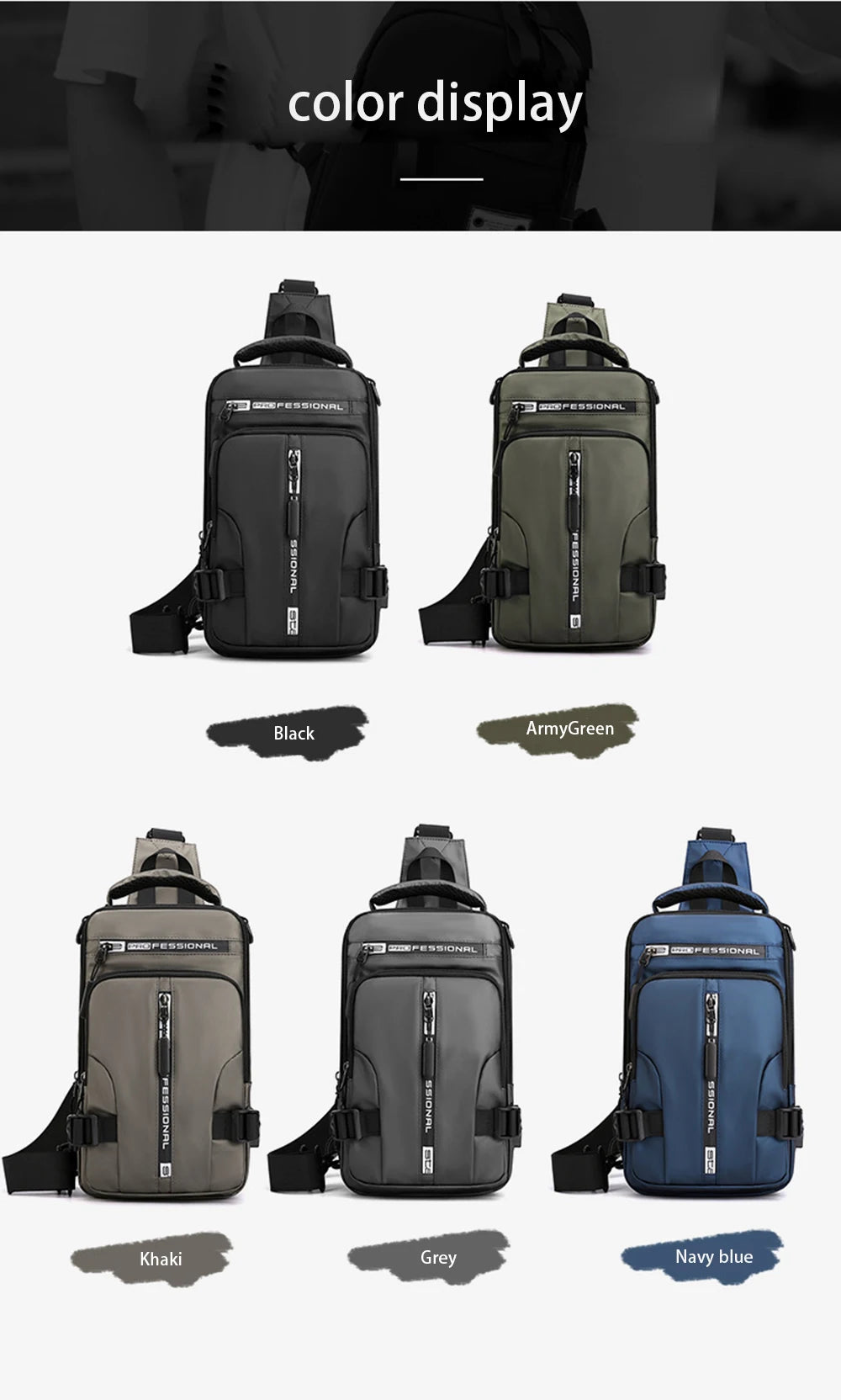 Stylish Men's Waterproof Nylon Crossbody Bag with USB Charging Port - Perfect for Outdoor Travel and Casual Use!