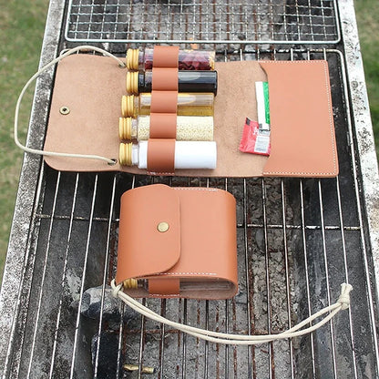 Portable Leather Spice Bottle Storage Bag