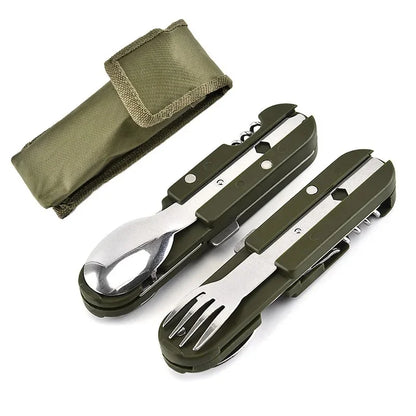 Portable Army Green Folding Cutlery Set