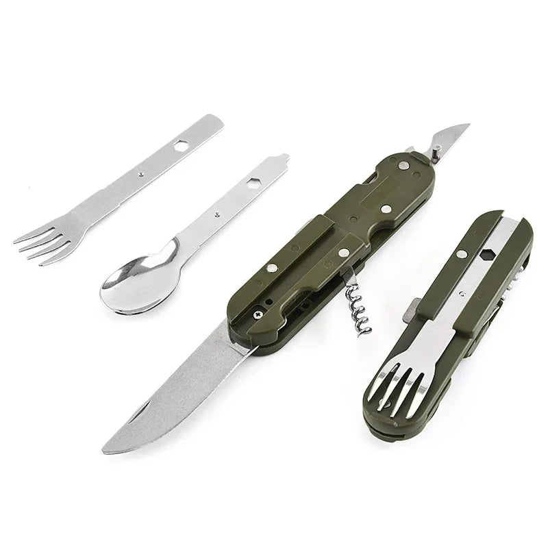 Portable Army Green Folding Cutlery Set