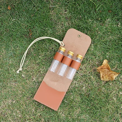 Portable Leather Spice Bottle Storage Bag