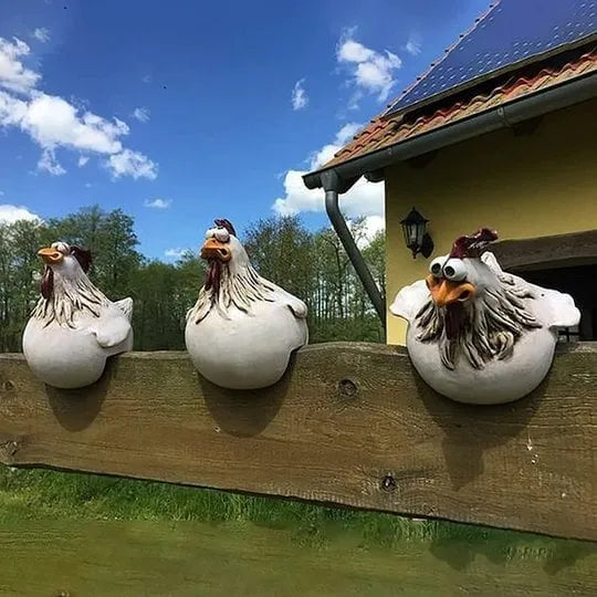 Funny Chicken Garden Fence Decoration