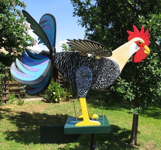 Best Garden Decor-The live rooster windmills