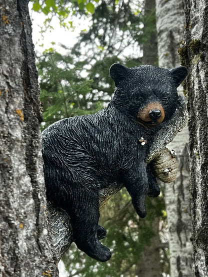 Black Bear Cub Napping Hanging Out in a Tree Figurine