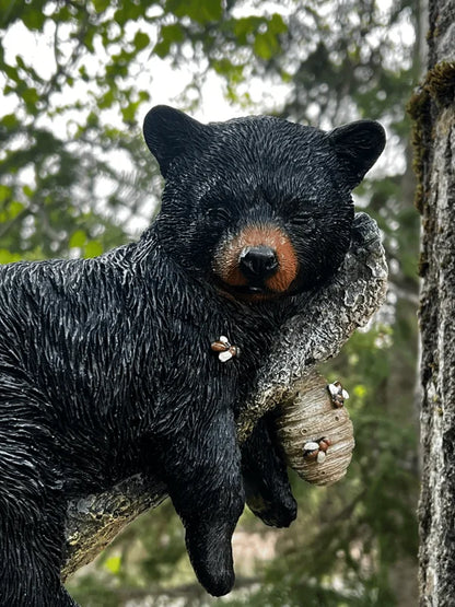 Black Bear Cub Napping Hanging Out in a Tree Figurine