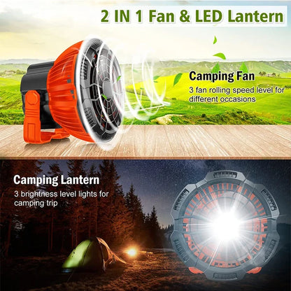 Portable Camping Fan with LED Lantern