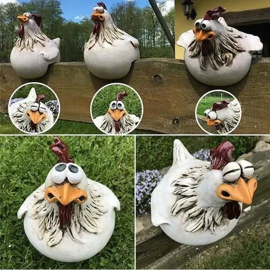 Funny Chicken Garden Fence Decoration