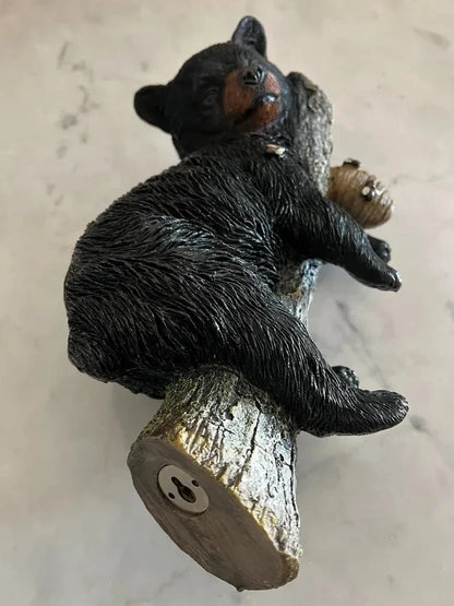 Black Bear Cub Napping Hanging Out in a Tree Figurine